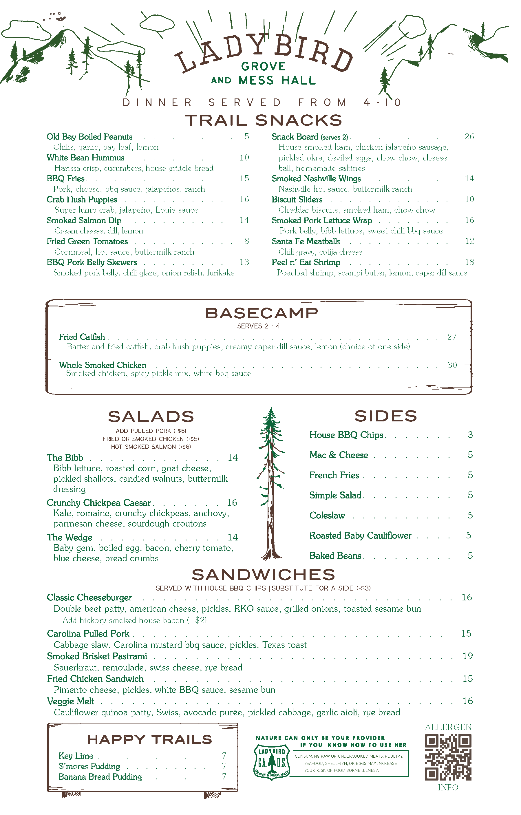 Menu — Ladybird Grove & Mess Hall